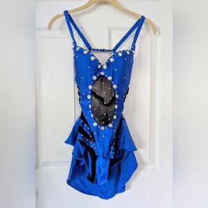 Blue Dance Bodysuit With Rhinestone Accents